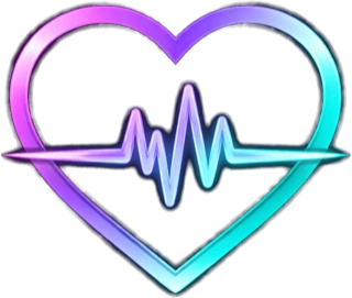 HugTone's original lavender and teal heart with a heartbeat through its center